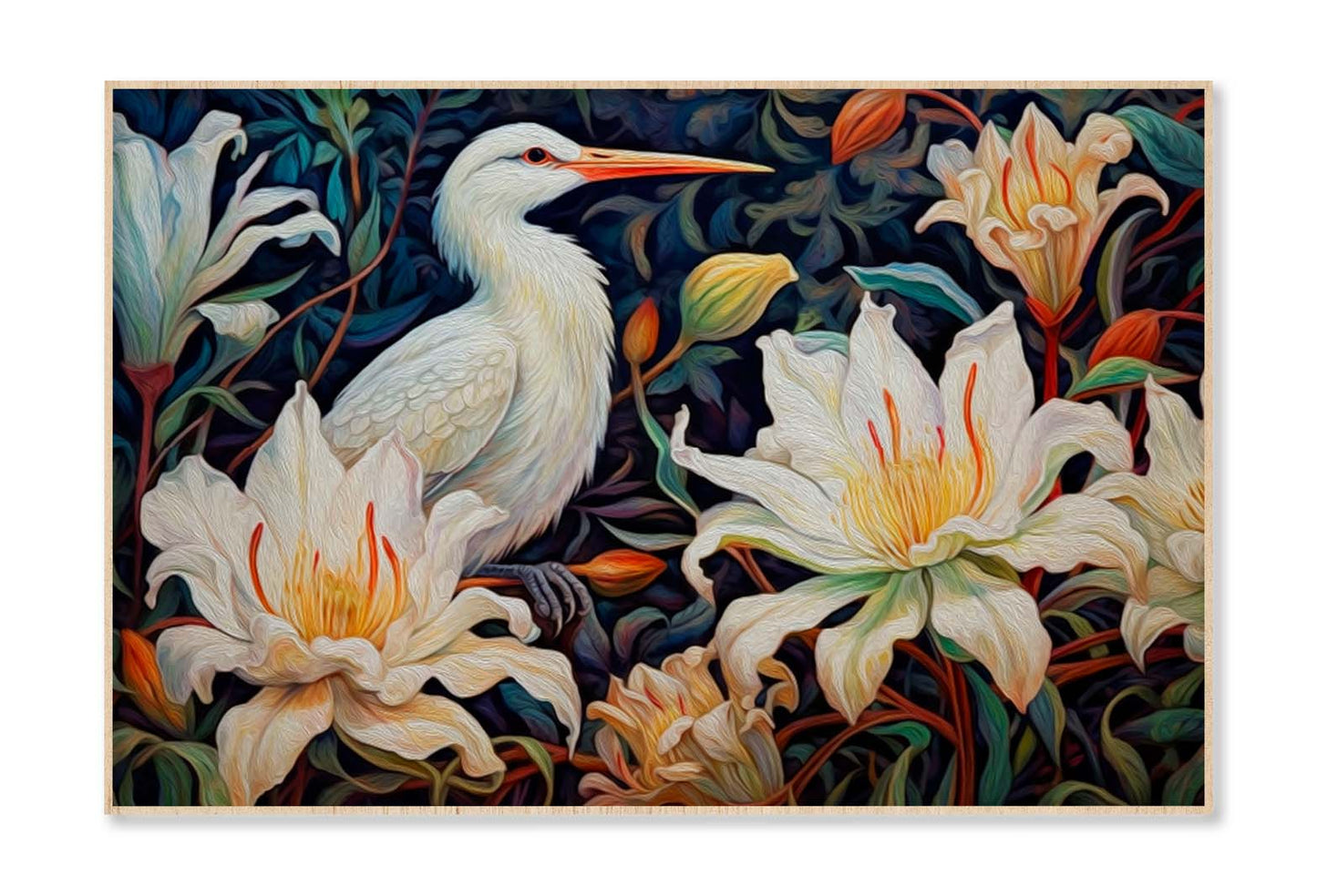 Oil Painting White Birds Wall Art Limited Edition High Quality Print