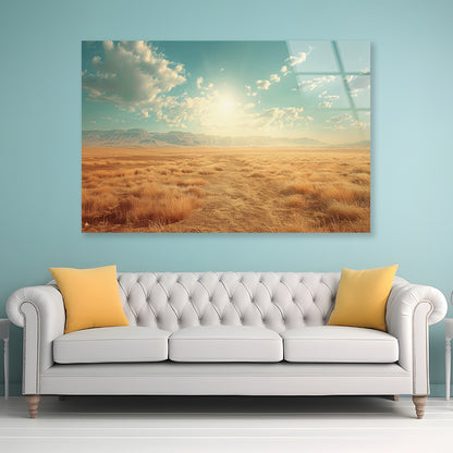 Large Field with a Blue Sky Acrylic Glass Print Tempered Glass Wall Art 100% Made in Australia Ready to Hang - Bella Home Decor