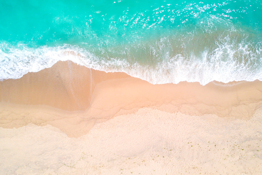 Aerial View Of Sandy Beach and Ocean with Waves Home Decor Premium Quality Poster Print Choose Your Sizes - Bella Home Decor