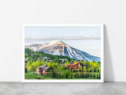 Colorado Village In Summer Glass Framed Wall Art, Ready to Hang Quality Print Without White Border White