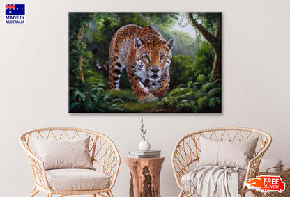 Painting Of Jaguar in the Amazon Jungle Wall Art Limited Edition High Quality Print