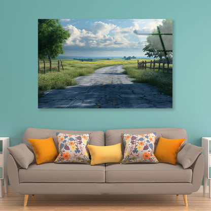 View of Empty Countryside Road Stage Acrylic Glass Print Tempered Glass Wall Art 100% Made in Australia Ready to Hang