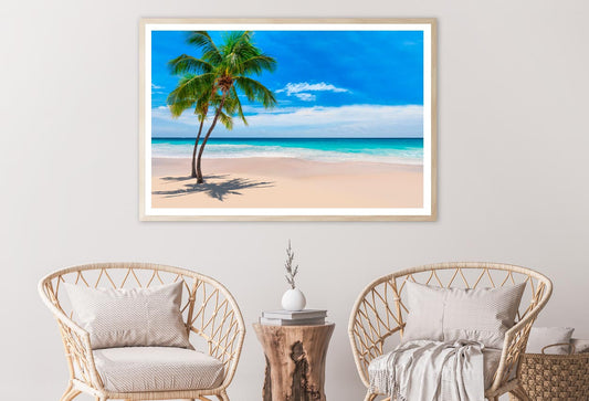 Sunny Sand Beach with Palm Home Decor Premium Quality Poster Print Choose Your Sizes