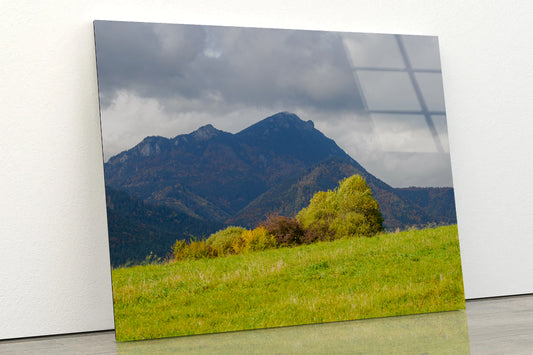 Green Mountains with Storm Clouds Acrylic Glass Print Tempered Glass Wall Art 100% Made in Australia Ready to Hang - Bella Home Decor