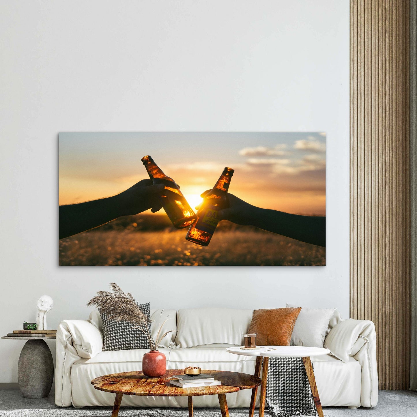 Sunset Beers With Good Friends Wall Art Canvas Office Home Room Framed 120x60cm