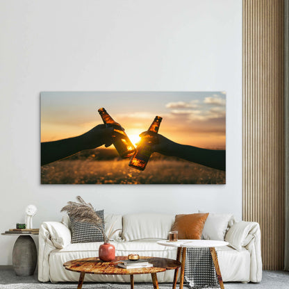 Sunset Beers With Good Friends Wall Art Canvas Office Home Room Framed 120x60cm
