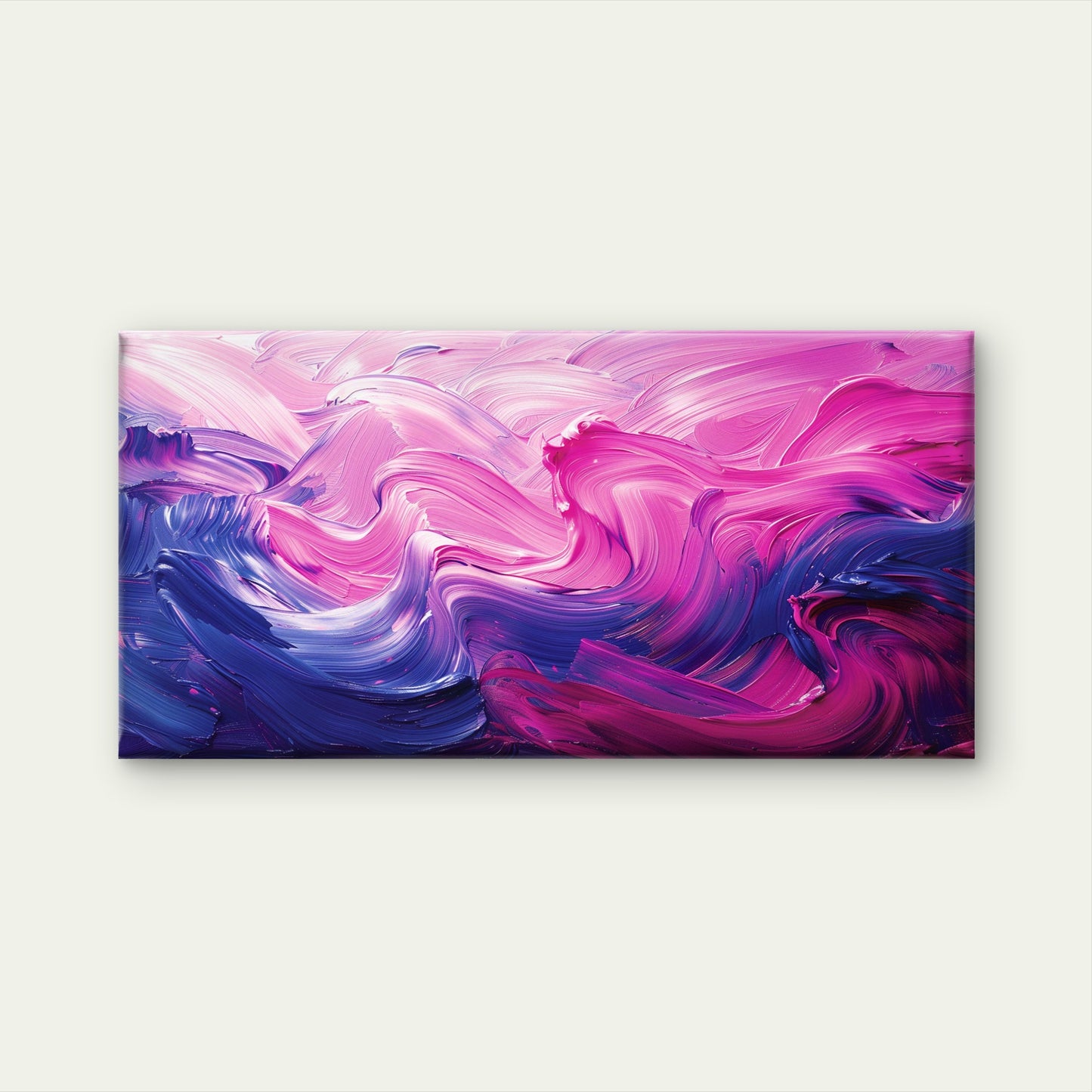 Pink And Blue Waves Wall Art Canvas Office Home Room Framed 120x60cm
