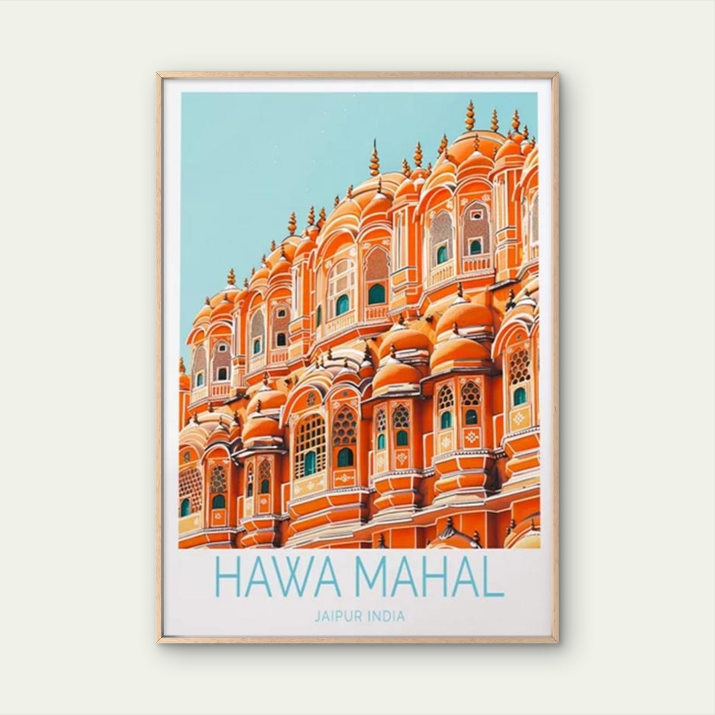 Hawa Mahal Jaipur India, Red Castle Art Travel Poster Print Wall Art - Bella Home Decor