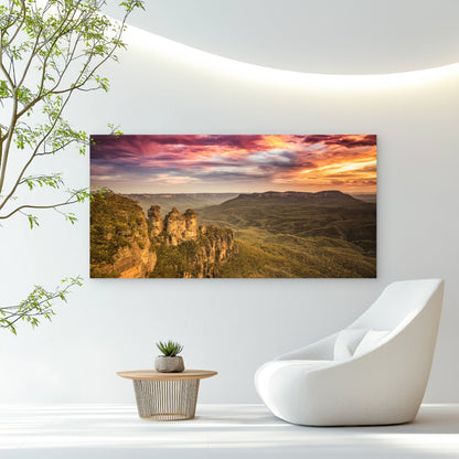 Three Sisters Sunset View Wall Art Canvas Office Home Room Framed 120x60cm