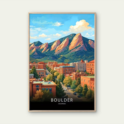 Boulder Colorado Landscape Design Travel Poster Print Wall Art