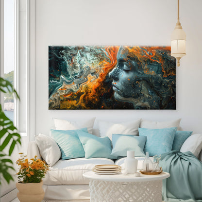 woman's face blending vibrant Wall Art Canvas Office Home Room Framed 120x60cm