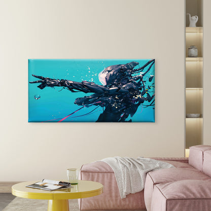 Modern Cyberpunk Silhouette Wall Art Canvas Office Home Room Framed 120x60cm - Bella Home Decor