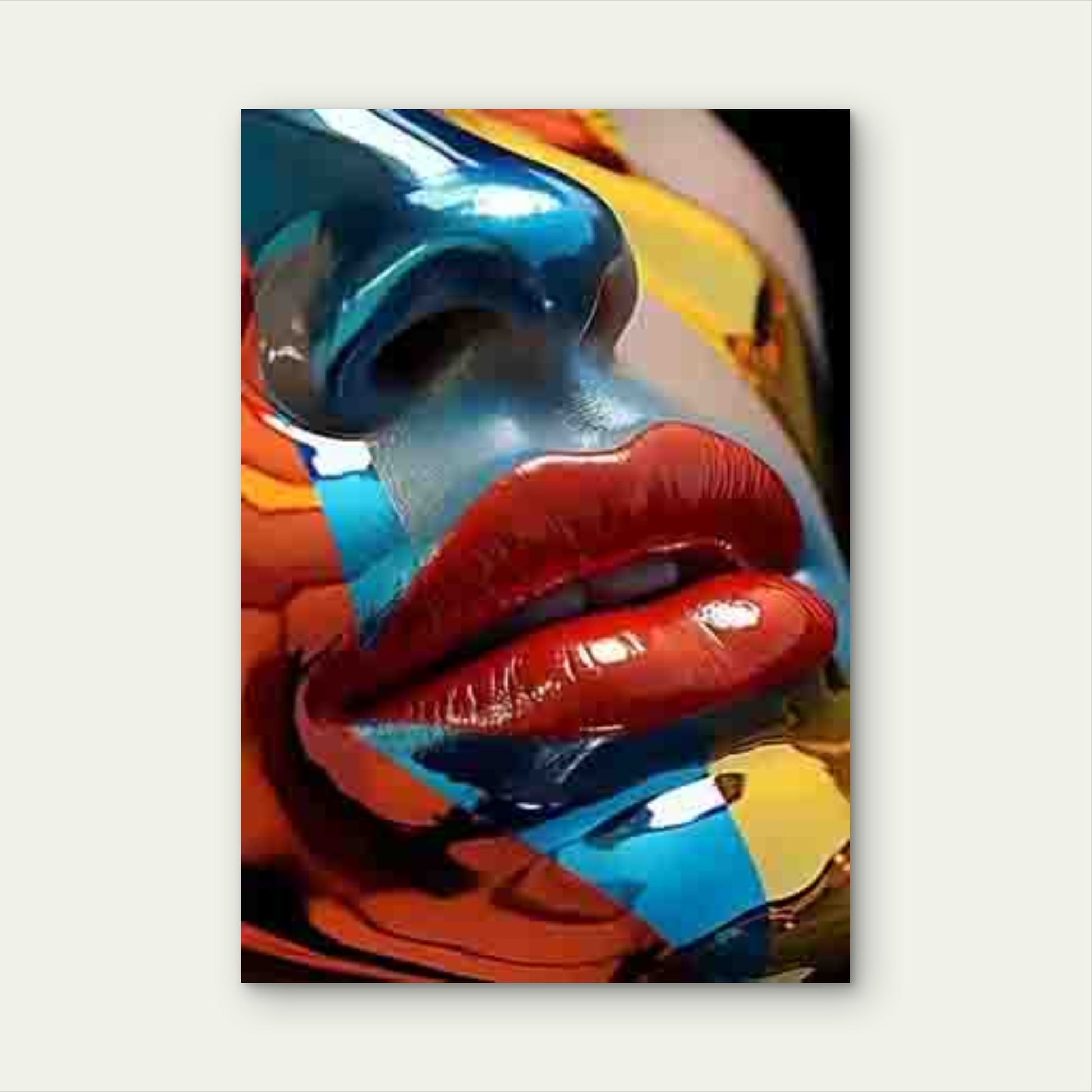 Vibrant Abstract Lip Art Metal Print Ready to Hang - Bella Home Decor