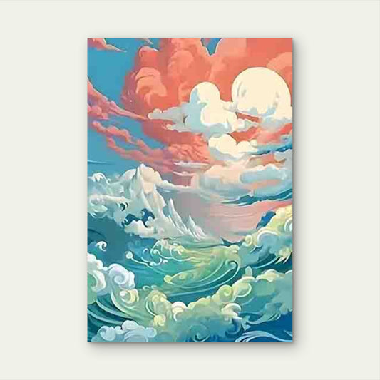 Colorful Waves And Clouds 60x90cm Metal Print Ready to Hang