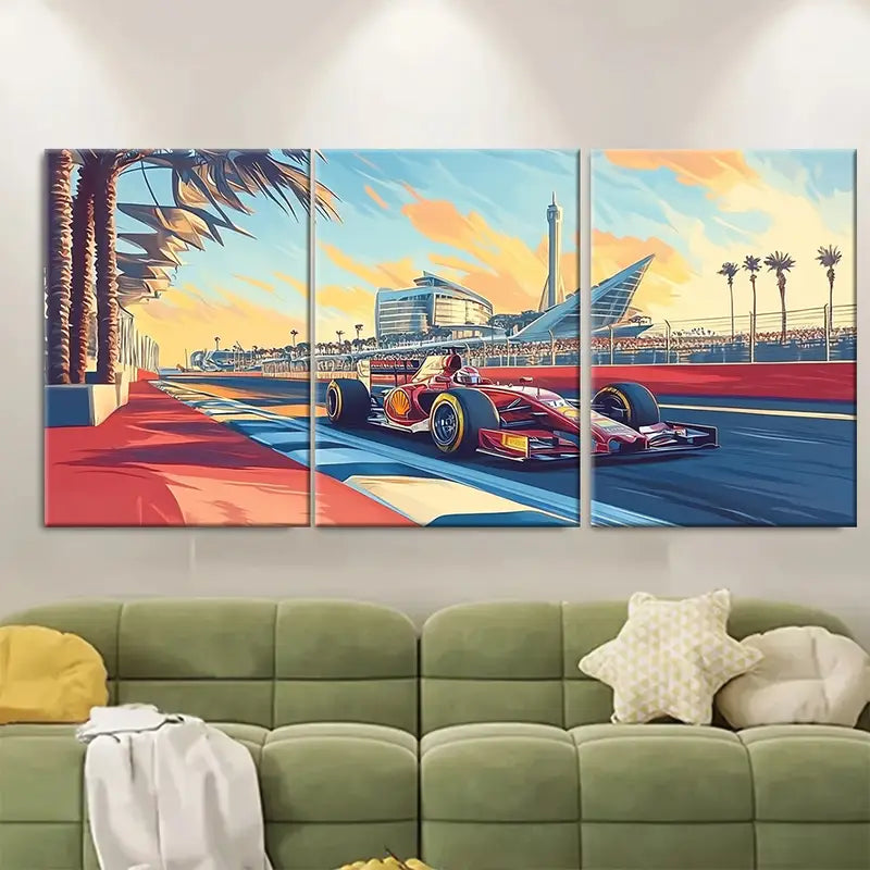3pcs Abu Dhabi Grand Prix Racing Wall Art Set Canvas Framed 40x60cm - High Quality Print 100% Australian Made Wall Canvas Ready to Hang - Bella Home Decor
