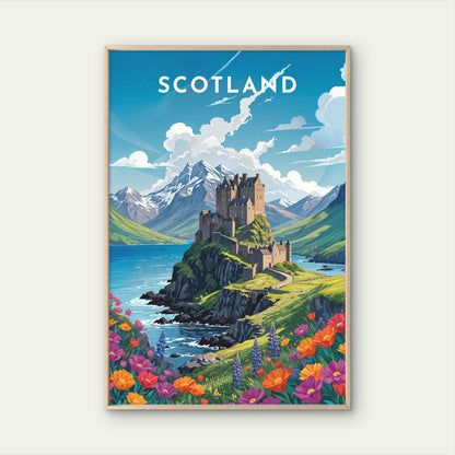 Eilean Donan Castle Scotland Highlands Travel Poster Print Wall Art