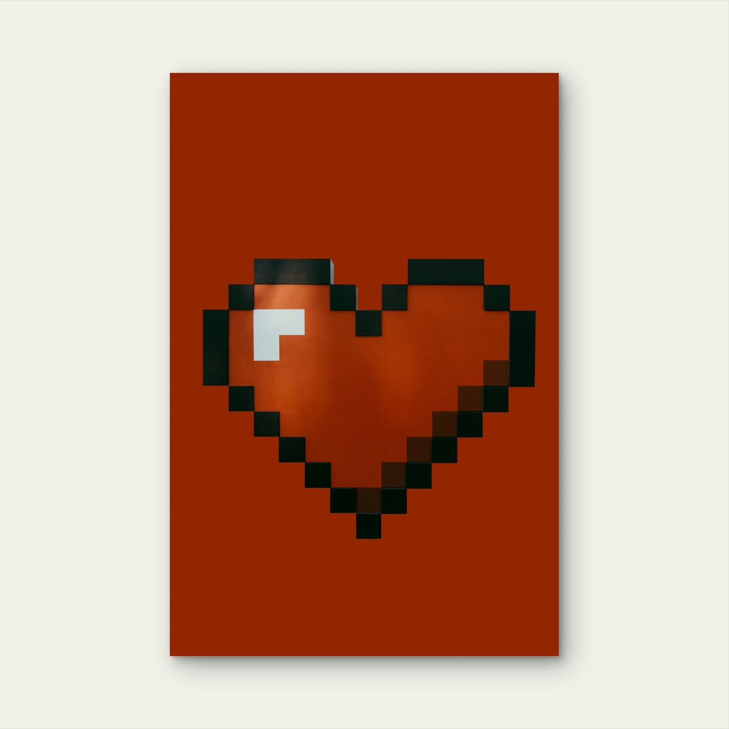 Red Pixel Art Heart 60x90cm Metal Print Ready to Hang