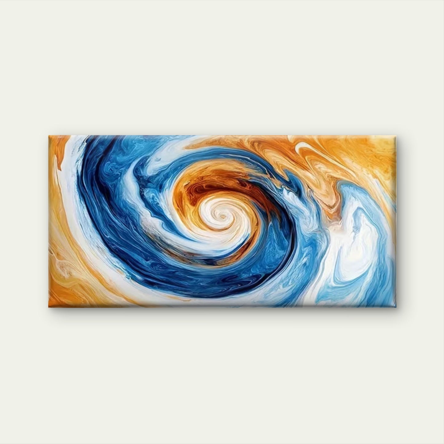 Swirling Design in Blue, Orange Wall Art Canvas Office Home Room Framed 120x60cm