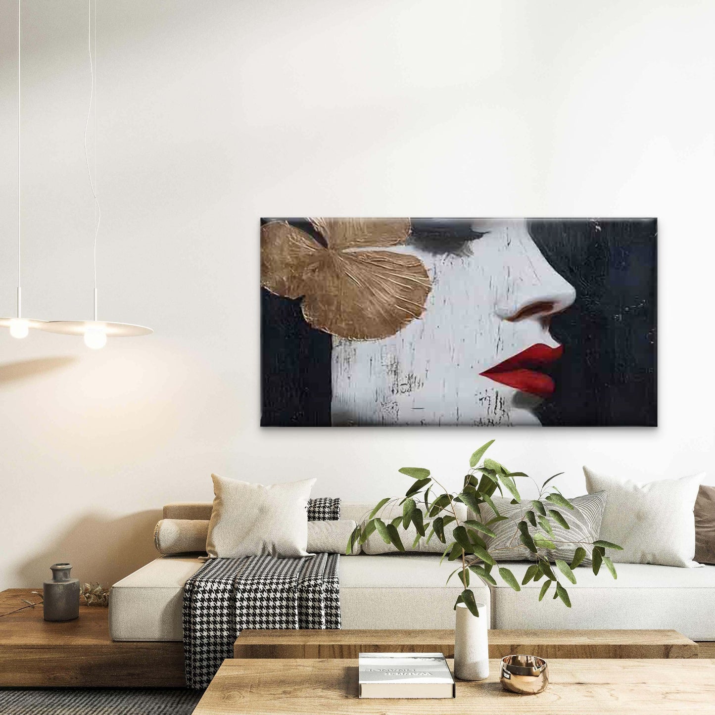 Woman's Side Profile Wall Art Canvas Office Home Room Framed 120x60cm - Bella Home Decor