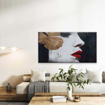 Woman's Side Profile Wall Art Canvas Office Home Room Framed 120x60cm - Bella Home Decor