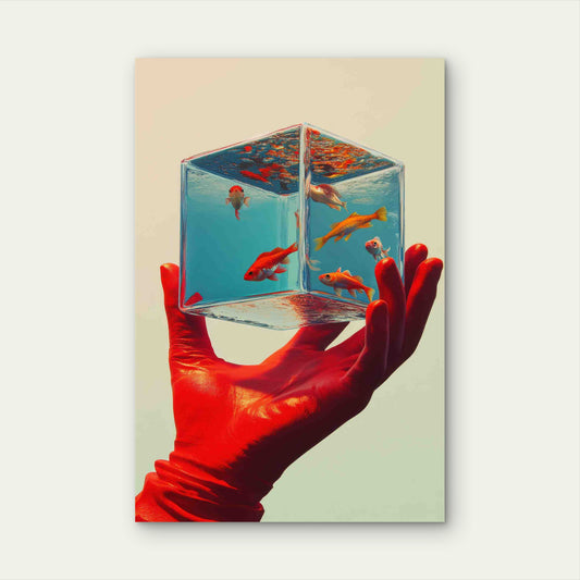 Aquatic Worlds Holding Miniature Oceans In Hand 60x90cm Metal Print Ready to Hang