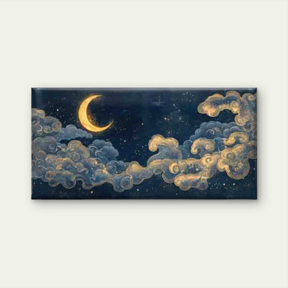 Starry Night Moon Phase Wall Art Canvas Office Home Room Framed 120x60cm