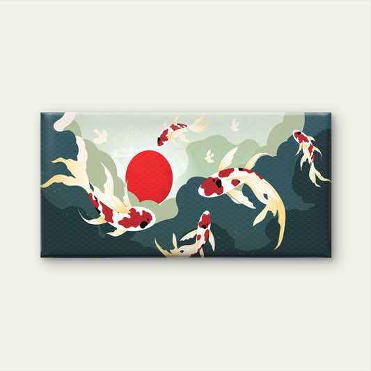 Japanese Koi Fish Red Sun Wall Art Canvas Office Home Room Framed 120x60cm