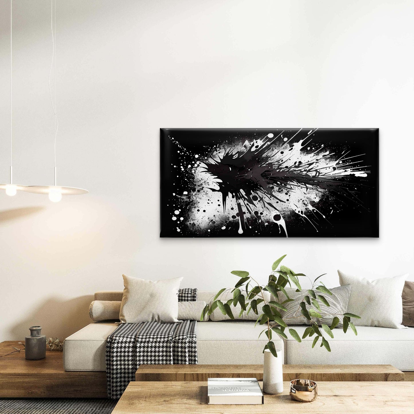 Abstract With Spray Painted Wall Art Canvas Office Home Room Framed 120x60cm