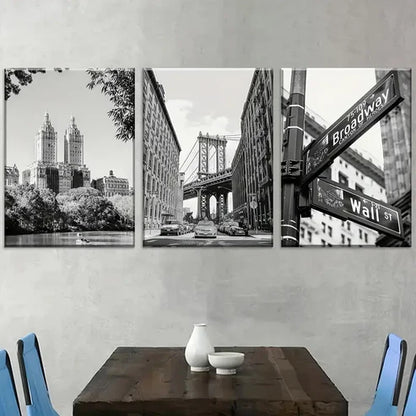 3pcs Black And White Artistic Style Modern Architectural Landscape Art Wall Art Canvas Unframed - High Quality Print 100% Australian Made Wall Canvas - Bella Home Decor