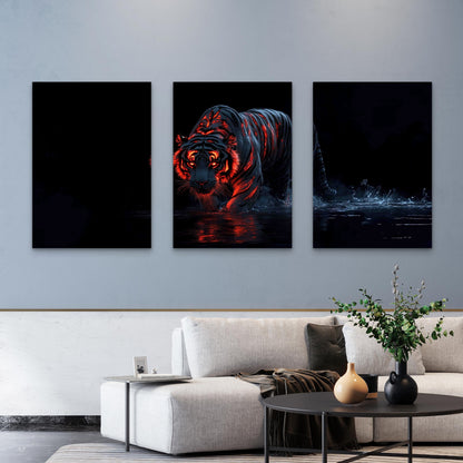 3pcs Luminescent Magma Apex Predator Metal Print Ready to Hang Art