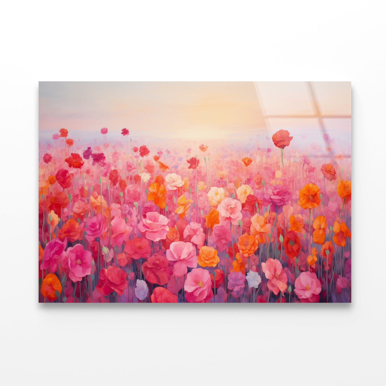 Watercolor Summer Field of Flowers Acrylic Glass Print Tempered Glass Wall Art 100% Made in Australia Ready to Hang - Bella Home Decor