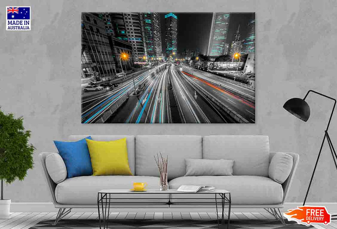 Skyline Night City 90x60cm Print 100% Australian Made