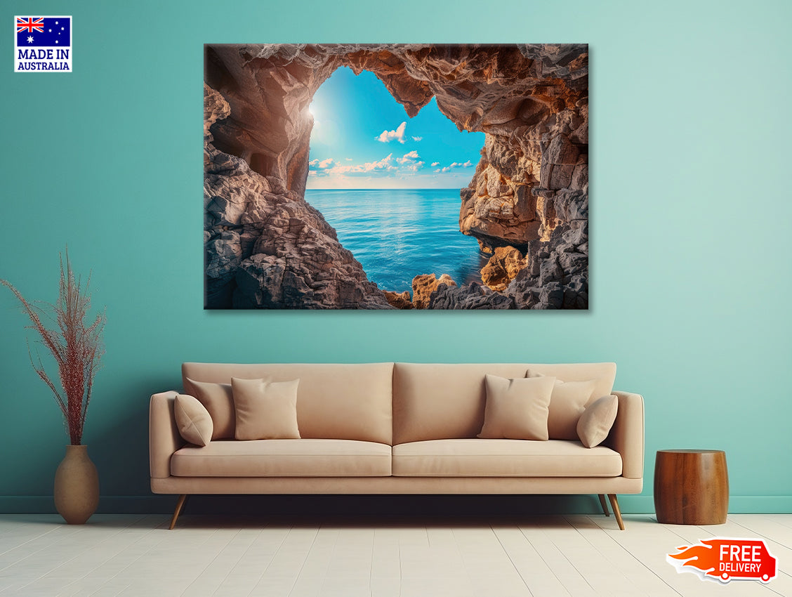 Scenic View of the Ocean with Rocks Print 100% Australian Made - Bella Home Decor