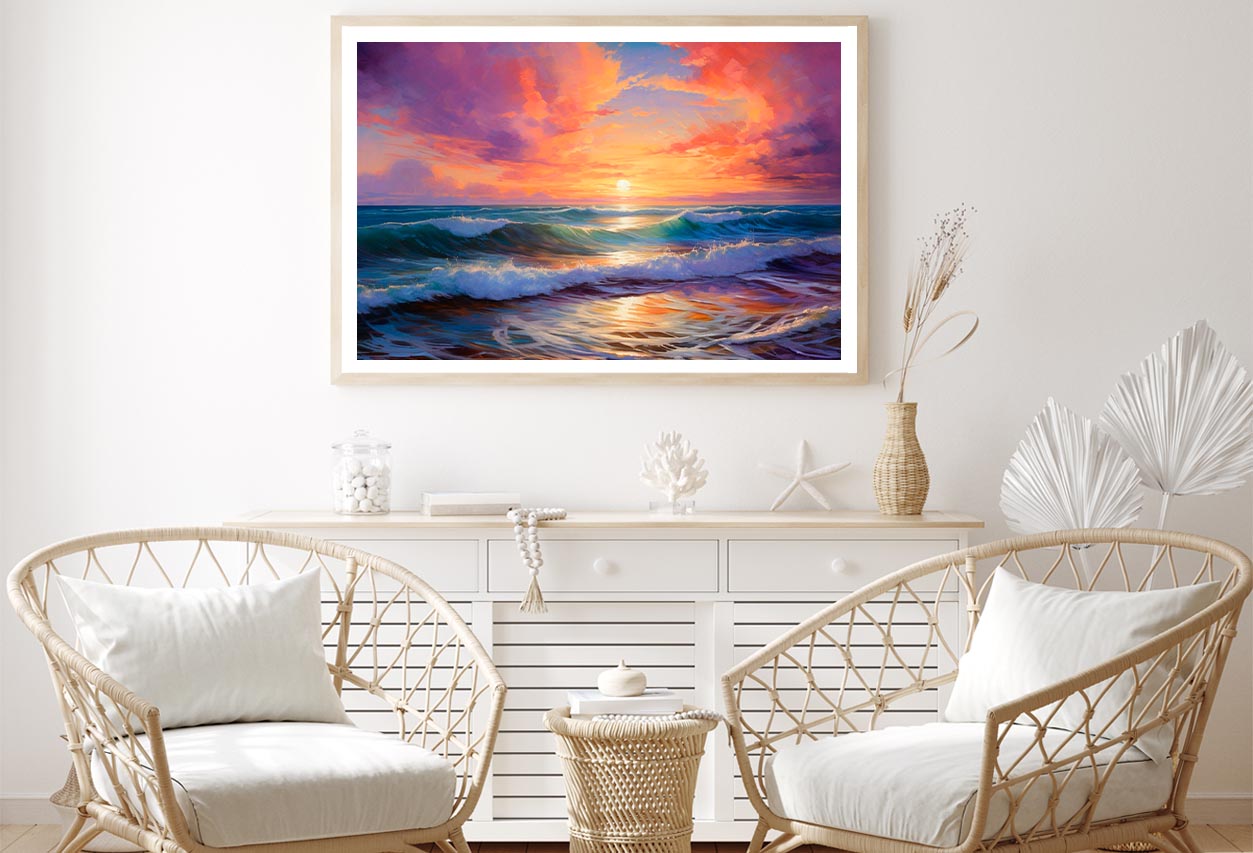 Mesmerizing Sunsets Painting Coastal Horizons, Home Decor Premium Quality Poster Print Choose Your Sizes