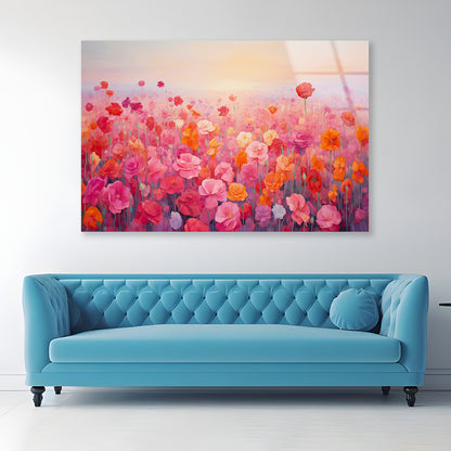 Watercolor Summer Field of Flowers Acrylic Glass Print Tempered Glass Wall Art 100% Made in Australia Ready to Hang - Bella Home Decor
