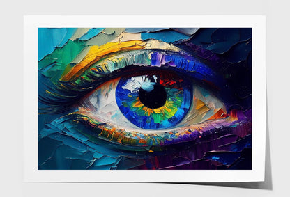 Abstract Colorful Eye Closeup Oil Painting Wall Art Limited Edition High Quality Print Unframed Roll Canvas None