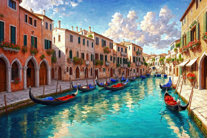 Body of Water with Boats, Buildings Home Decor Premium Quality Poster Print Choose Your Sizes