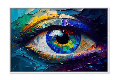 Abstract Colorful Eye Closeup Oil Painting Wall Art Limited Edition High Quality Print Canvas Box Framed White