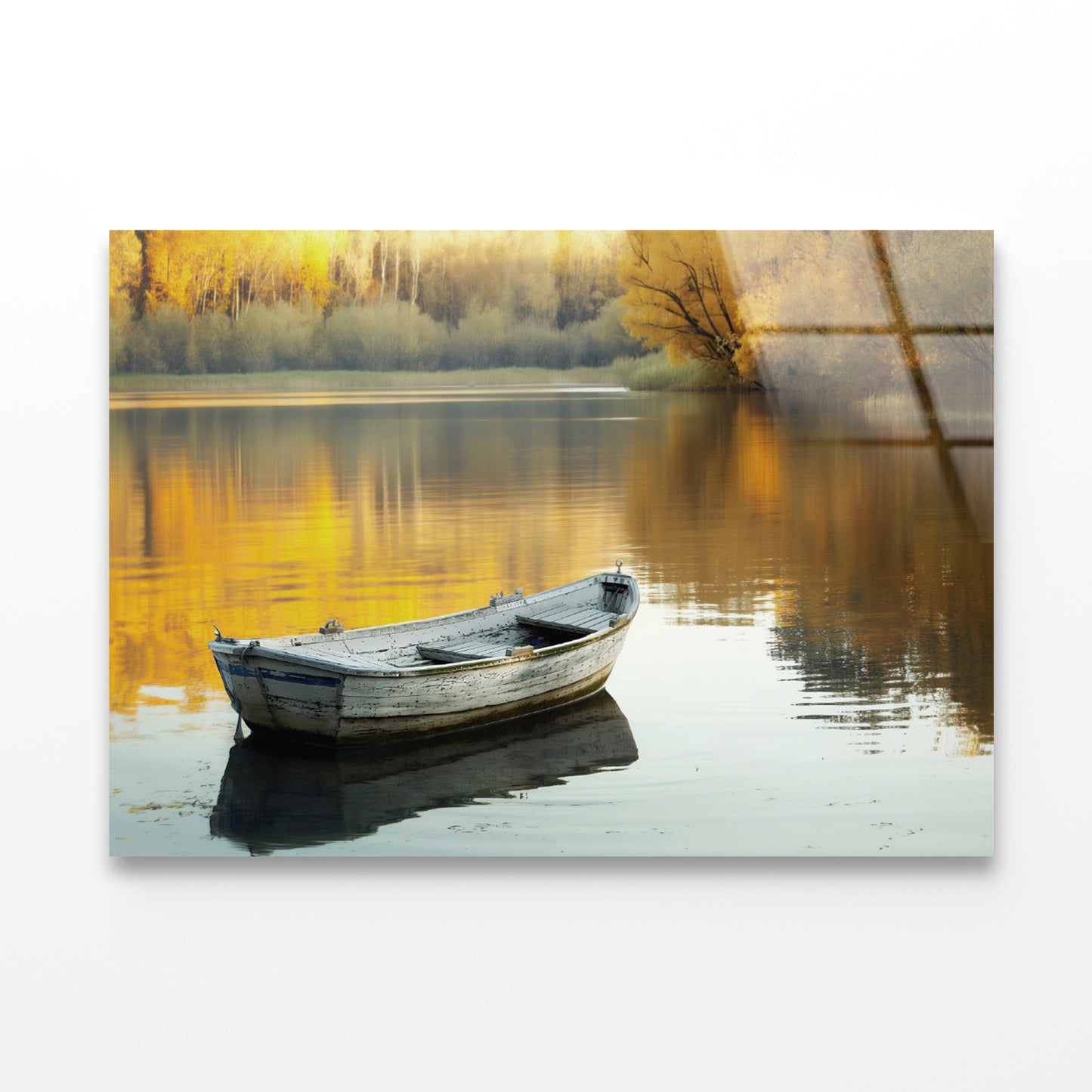 Boat, Lake & Trees Acrylic Glass Print Tempered Glass Wall Art 100% Made in Australia Ready to Hang - Bella Home Decor