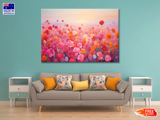 Watercolor Summer Field of Flowers Print 100% Australian Made - Bella Home Decor