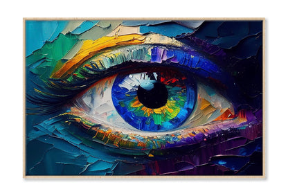 Abstract Colorful Eye Closeup Oil Painting Wall Art Limited Edition High Quality Print Canvas Box Framed Natural