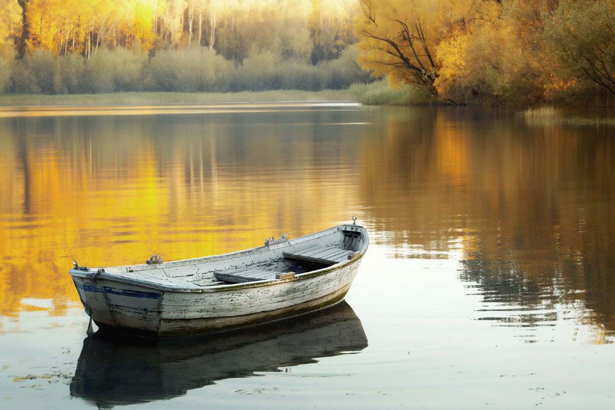 Boat, Lake & Trees Home Decor Premium Quality Poster Print Choose Your Sizes - Bella Home Decor