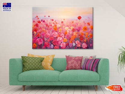 Watercolor Summer Field of Flowers Print 100% Australian Made - Bella Home Decor