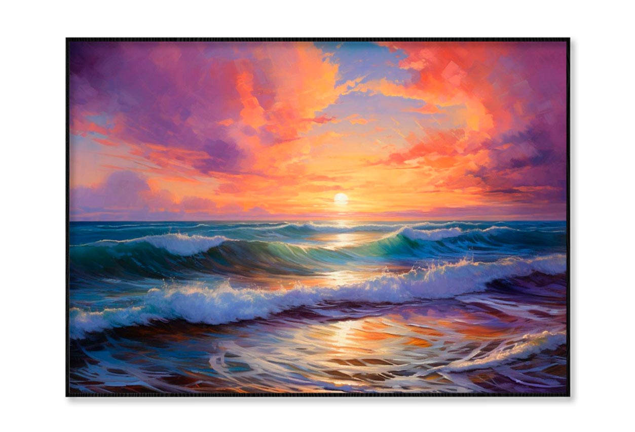 Mesmerizing Sunsets Painting Coastal Horizons, Home Decor Premium Quality Poster Print Choose Your Sizes