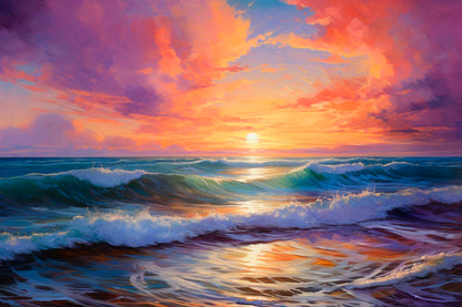 Mesmerizing Sunsets Painting Coastal Horizons, Home Decor Premium Quality Poster Print Choose Your Sizes