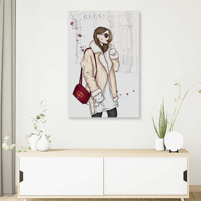 Fashion Lady, Bag 3D Design Acrylic Glass Print Tempered Glass Wall Art 100% Made in Australia Ready to Hang