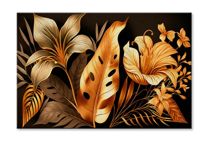 Vintage Luxury Golden Floral Wall Art Limited Edition High Quality Print