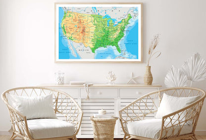 Detailed USA Physical Map Home Decor Premium Quality Poster Print Choose Your Sizes