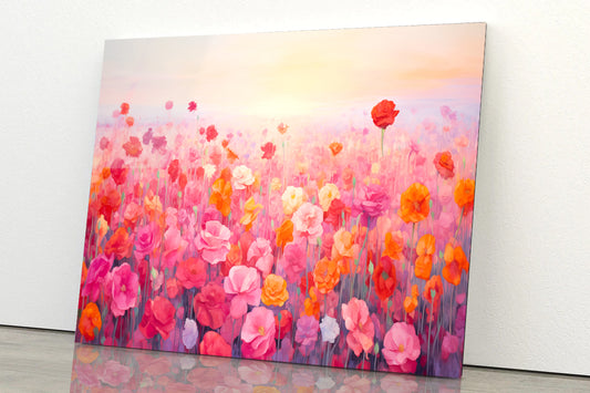 Watercolor Summer Field of Flowers Acrylic Glass Print Tempered Glass Wall Art 100% Made in Australia Ready to Hang - Bella Home Decor