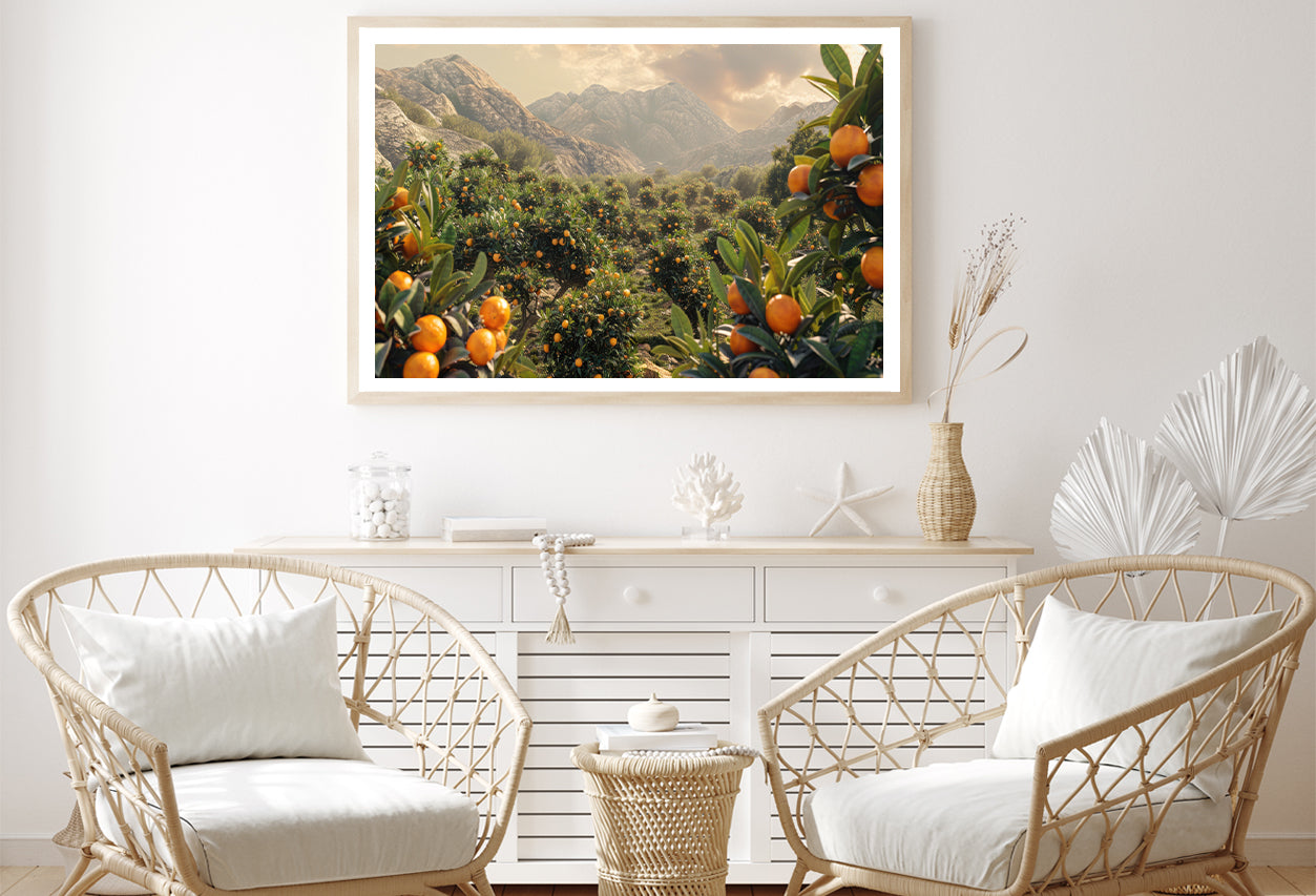 Oranges Growing, Mountain and the Sky Home Decor Premium Quality Poster Print Choose Your Sizes